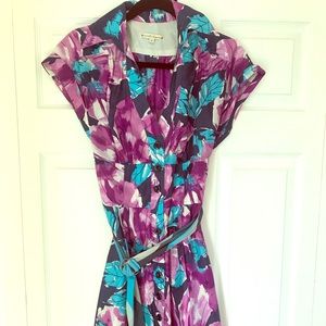Nanette Lepore Violet & Blue Floral Print Silk Dr